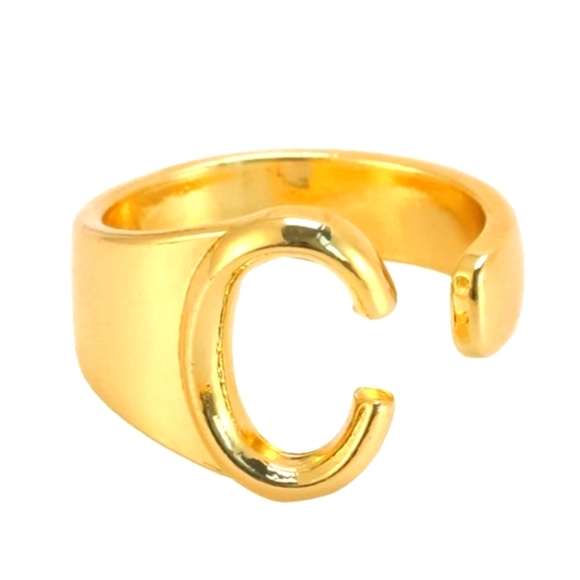 #X8 Finger Ring Letter ( C ) Adjustable Geometric Open Ring Statement Ladie Men - Picture 5 of 5